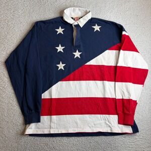 Vintage American Edition USA Stars and Stripes Rugby Shirt XL Navy Red White USA